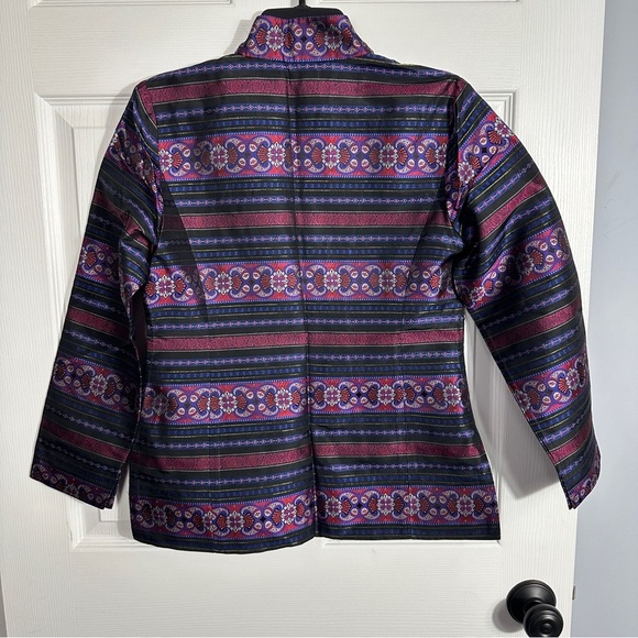 Talbots Petites sz 4 silk brocade kimono jacket,, metallic - Picture 6 of 11